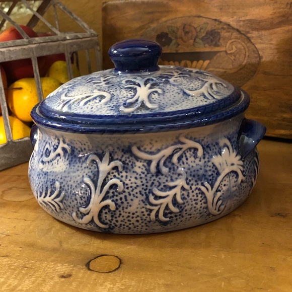 Vintage Other - VTG Japan majolica style tureen/rice bowl cobalt